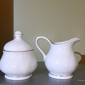 Vintage cream and sugar gold trim